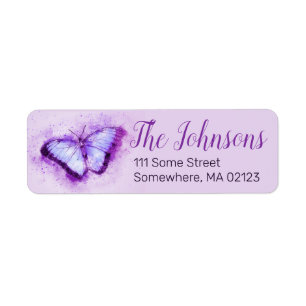 Joli Étiquette de adresse papillon violet et rose