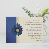 Joli Faire-part de mariage bleu et crème (Debout devant)