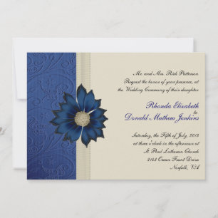 Joli Faire-part de mariage bleu et crème