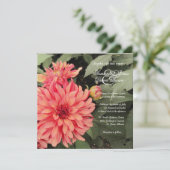 Joli Faire-part de mariage Coral Dahlia (Debout devant)