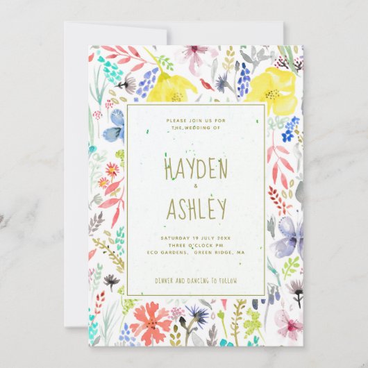 Joli Faire-part de mariage d'aquarelle florale (Devant)