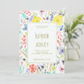 Joli Faire-part de mariage d'aquarelle florale (Debout devant)