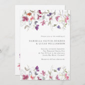 Joli Faire-part de mariage de pois doux pourpre (Devant / Derrière)