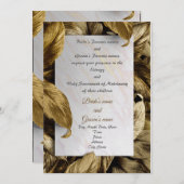 Joli Faire-part de mariage feuille d'or (Devant / Derrière)
