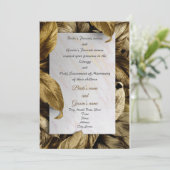 Joli Faire-part de mariage feuille d'or (Debout devant)