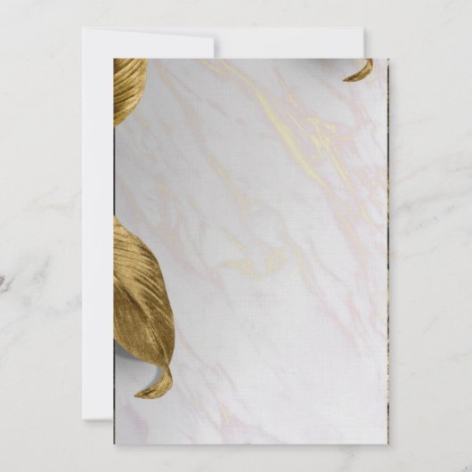 Joli Faire-part de mariage feuille d'or (Dos)