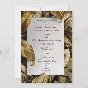 Joli Faire-part de mariage feuille d'or