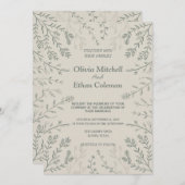 Joli Faire-part de mariage Fleur Élégant (Devant / Derrière)