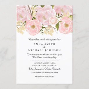 Joli Faire-part de mariage Floral rose