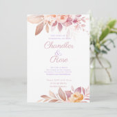 Joli Faire-part de mariage Floral Rose (Debout devant)