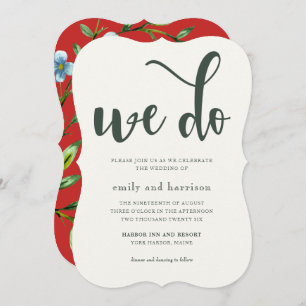 Joli Faire-part de mariage Floral Rouge