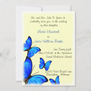 Joli Faire-part de mariage jaune et bleu