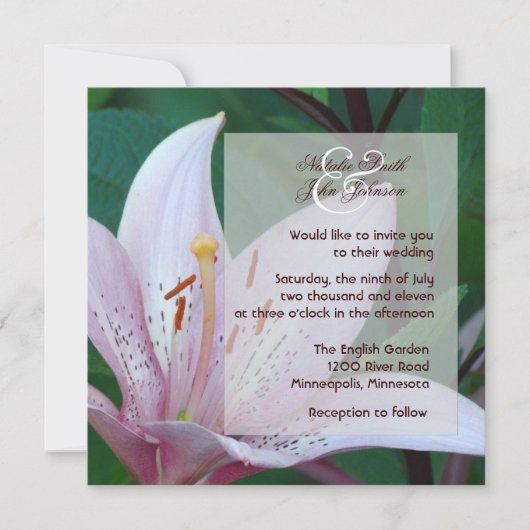 Joli Faire-part de mariage Lilly (Devant)