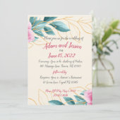 Joli Faire-part de mariage or rose floral (Debout devant)