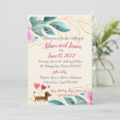 Joli Faire-part de mariage or rose floral (Debout devant)