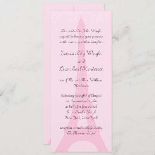 Joli Faire-part de mariage Paris (Devant / Derrière)