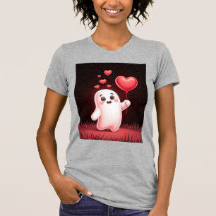 Joli Fantôme avec Cœur – T-Shirt d'Amour Effrayant