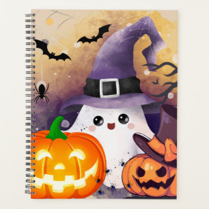 Joli fantôme d'Halloween avec chapeau de sorcière