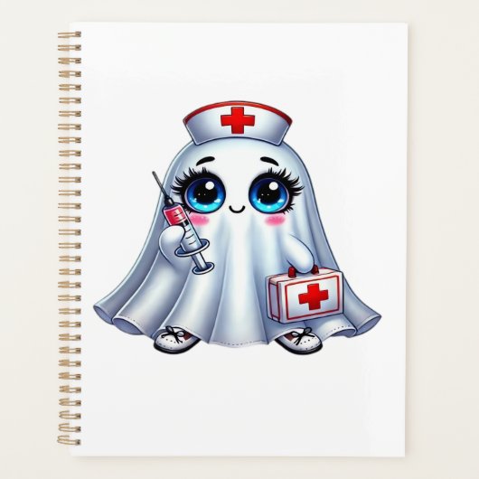 Joli fantôme d'Halloween dans un uniforme d'infirm (Devant)