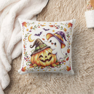 Joli fantôme d'Halloween et coussin jeté