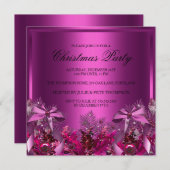 Joli feuillage rose & Bow Invitation de fête de No (Devant / Derrière)