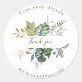 Joli feuilles verts, boutique merci autocollant (Devant)