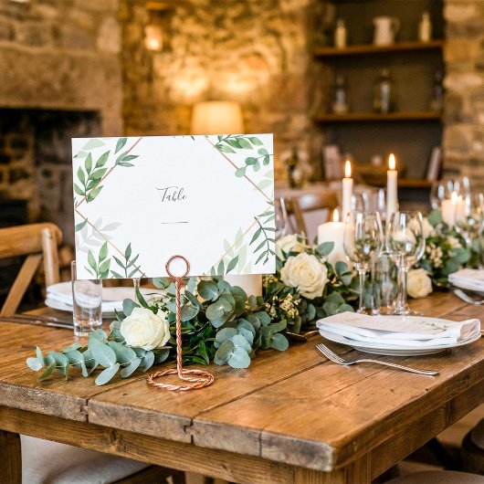 Joli feuilles verts Carte de numéro de table simpl