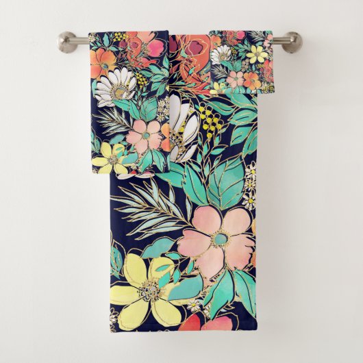 Joli Fille rose Floral Golden Strokes Design (En situation)