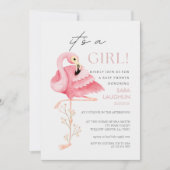 Joli Flamant rose Baby shower Invitation (Devant)
