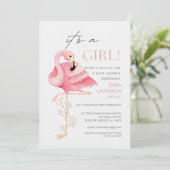 Joli Flamant rose Baby shower Invitation (Debout devant)