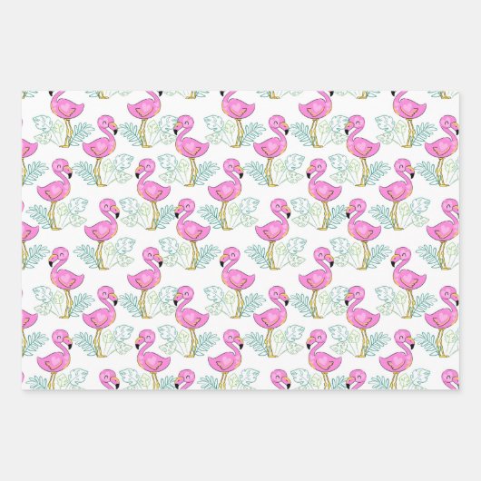 Joli Flamants roses rose Envelopper Papier ensembl (Devant)