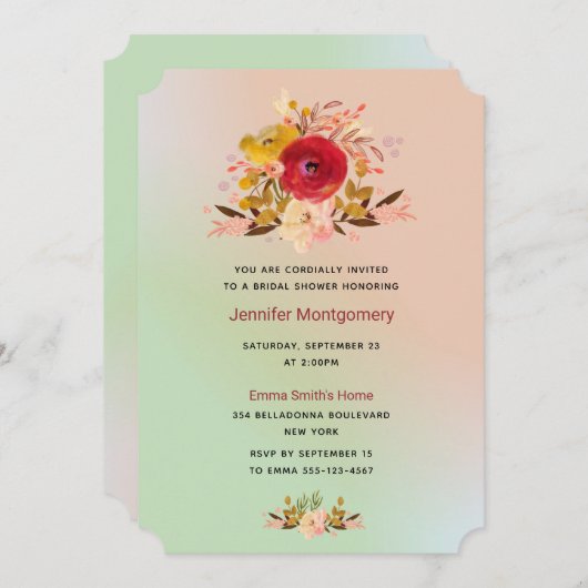 Joli Fleur sauvage  Fête des mariées Invitation (Devant / Derrière)