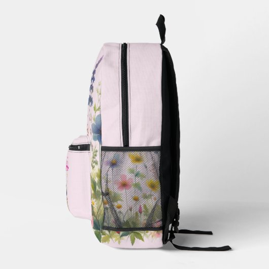 Joli Fleurs sauvages Blooming Votre Nom Sac À Dos (Droite)