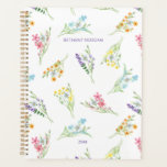 Joli Fleurs sauvages d'aquarelle personnalisée<br><div class="desc">Joli planificateur Fleur sauvage,  non daté et prêt à personnaliser avec votre nom et l'année. Aquarelle tendance motif de fleurs sauvages en bouquets de rose,  violet,  orange,  jaune et bleu. Cottage de jardin pour filles et femmes - parfait pour la maison école de commerce université ..</div>