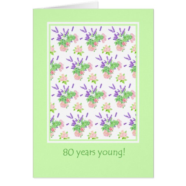 Joli Floral 80e anniversaire Salutation (Devant)
