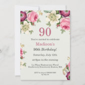Joli floral | 90e Invitation d'anniversaire (Devant)