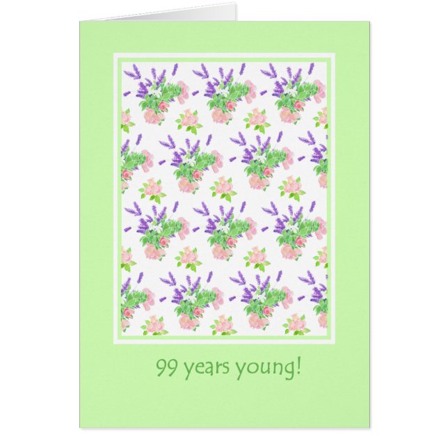 Joli Floral 99e anniversaire Salutation (Devant)