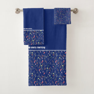 Joli floral Bleu royal Écriture chrétienne