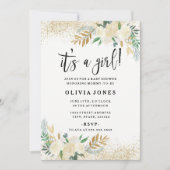 Joli Floral c'est une fille Baby shower Invitation (Devant)