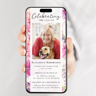 Joli floral Photo Funérailles Digital Invitation