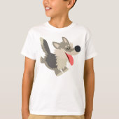Joli Frolicsome Cartoon Wolf Enfants T-shirt (Devant)