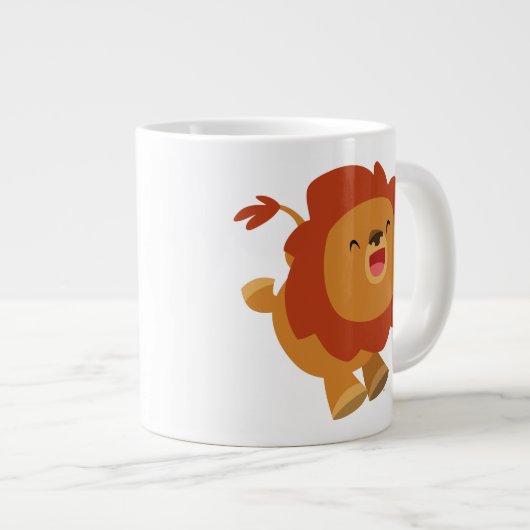 Joli Gamboling Cartoon Lion Jumbo Mug (Devant droit)