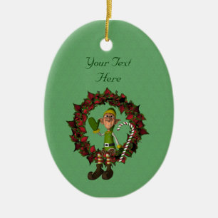 Joli garçon Elf Poinsettia Wreath Ornement de vac