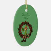Joli garçon Elf Poinsettia Wreath Ornement de vaca (Droite)