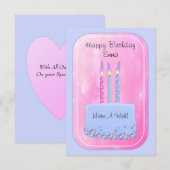 Joli gâteau d'anniversaire avec carte aux bougies (Devant / Derrière)