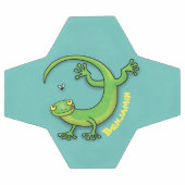 Joli gecko vert salutations avec dessin animé (Plat)