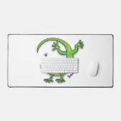 Joli gecko vert salutations avec dessin animé (Clavier et souris)