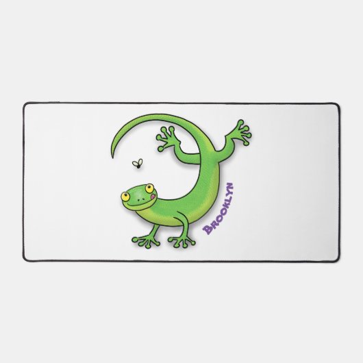 Joli gecko vert salutations avec dessin animé (Recto)