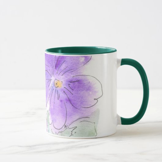 Joli Geraniums violets Aquarelle Mug (Droite)