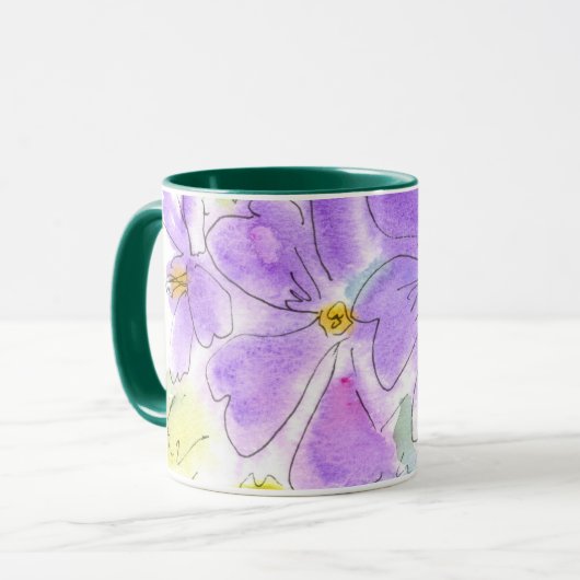 Joli Geraniums violets Aquarelle Mug (Devant gauche)